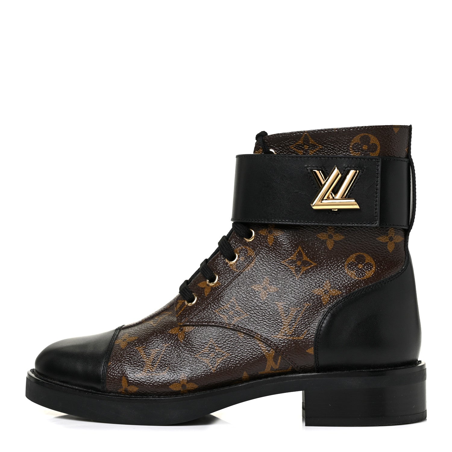 Louis Vuitton Calfskin Monogram Wonderland Flat Ranger Boots 40 Black 1 of 7
