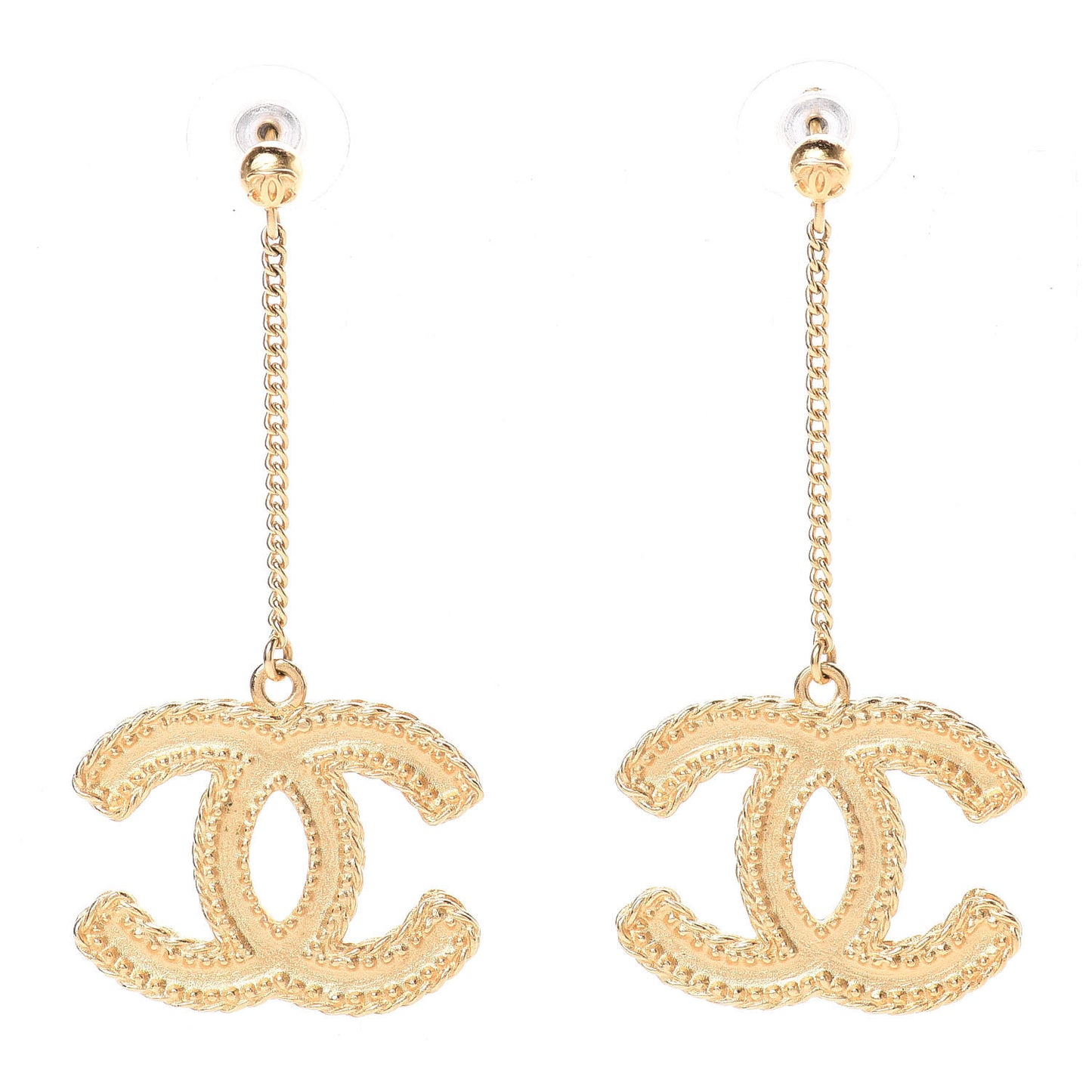 CC Drop Earrings Matte Gold