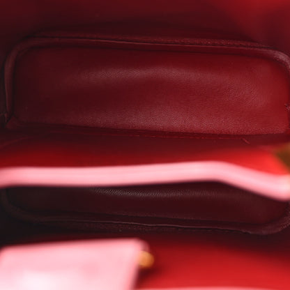 Prada Saffiano City Calf Heart & Flower Small Panier Bucket Bag  Pink Red 5 of 12