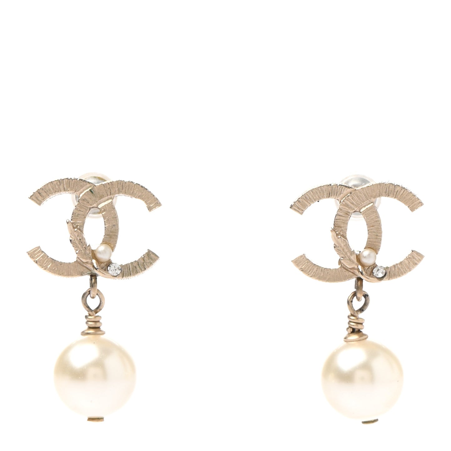 Pearl CC Drop Earrings Gold