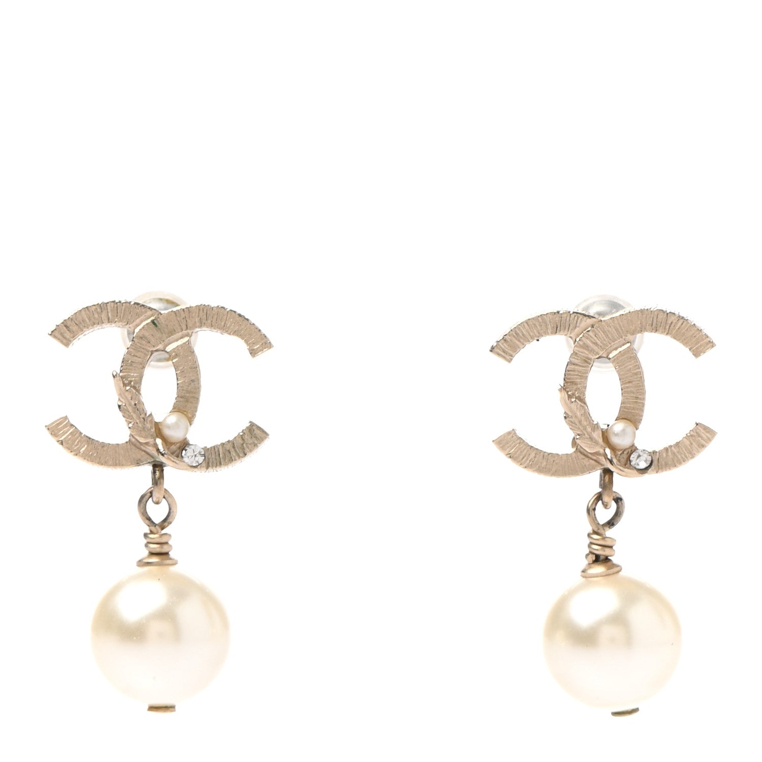 Chanel Pearl CC Drop Earrings Gold 1 of 5