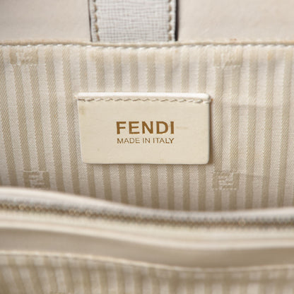 Fendi Vitello Elite Flamingo Petite 2Jours Tote Latte Bianco 7 of 13