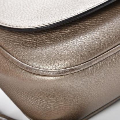 Gucci Metallic Pebbled Calfskin Medium Soho Flap Crossbody Golden Beige 9 of 10