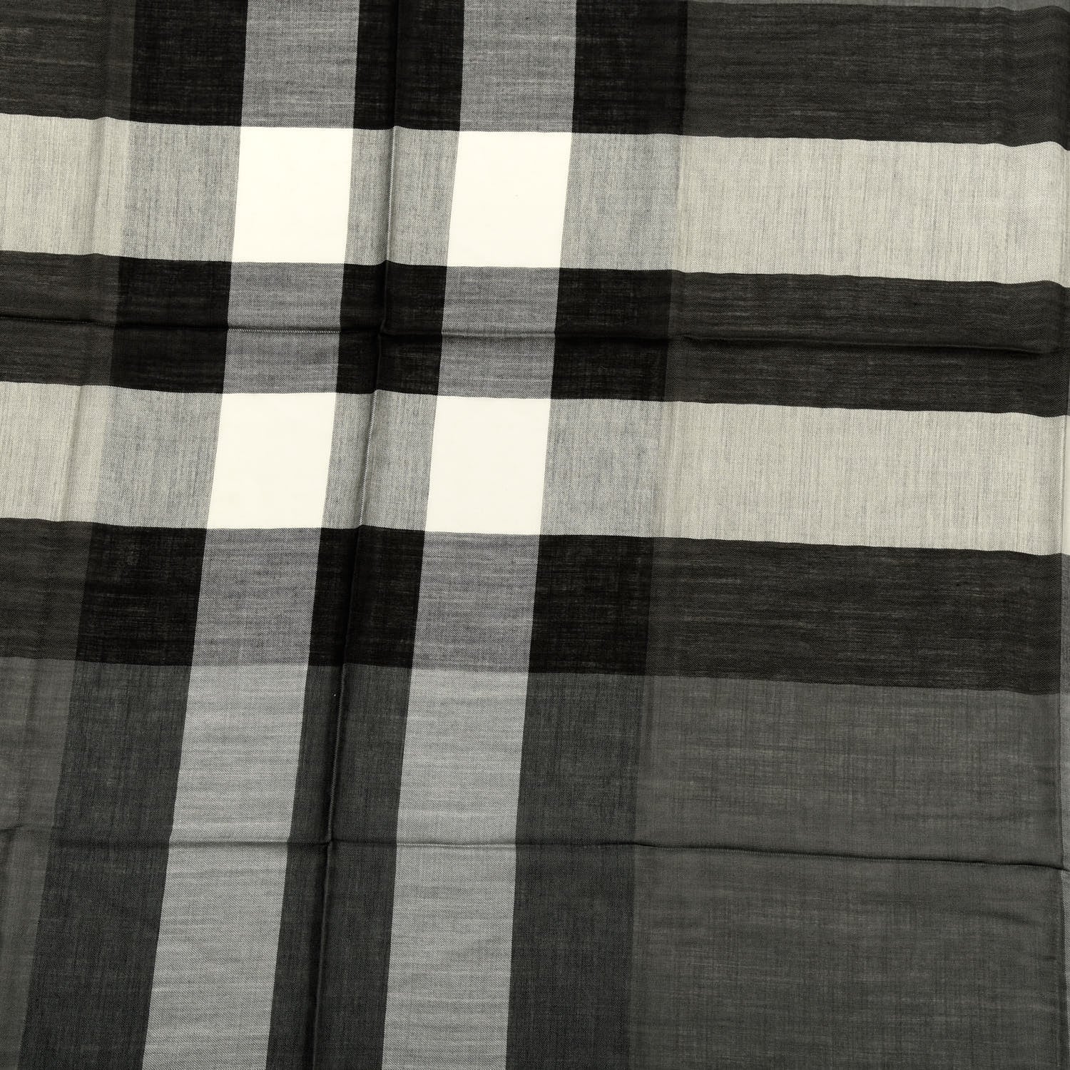 Burberry Silk Modal Wool Cashmere London Check Lightweight Square Scarf Mid Grey 2 of 3