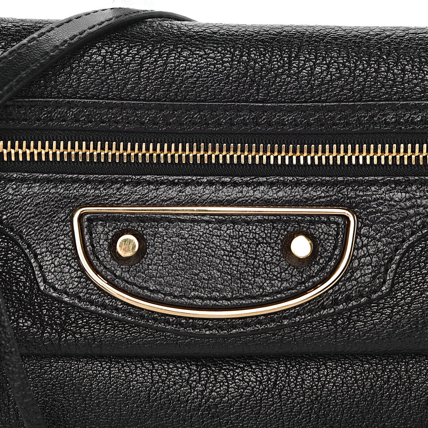 Chevre Gold Metallic Edge Hardware Envelope Clutch Black