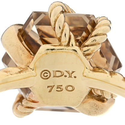 David Yurman 18K Yellow Gold Champagne Citrine Diamond 10mm Cable Wrap Ring 49 4.75 5 of 5