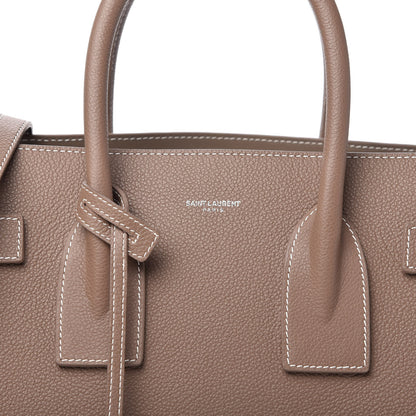 Saint Laurent Grained Calfskin Topstitch Small Classic Sac De Jour Taupe 9 of 10