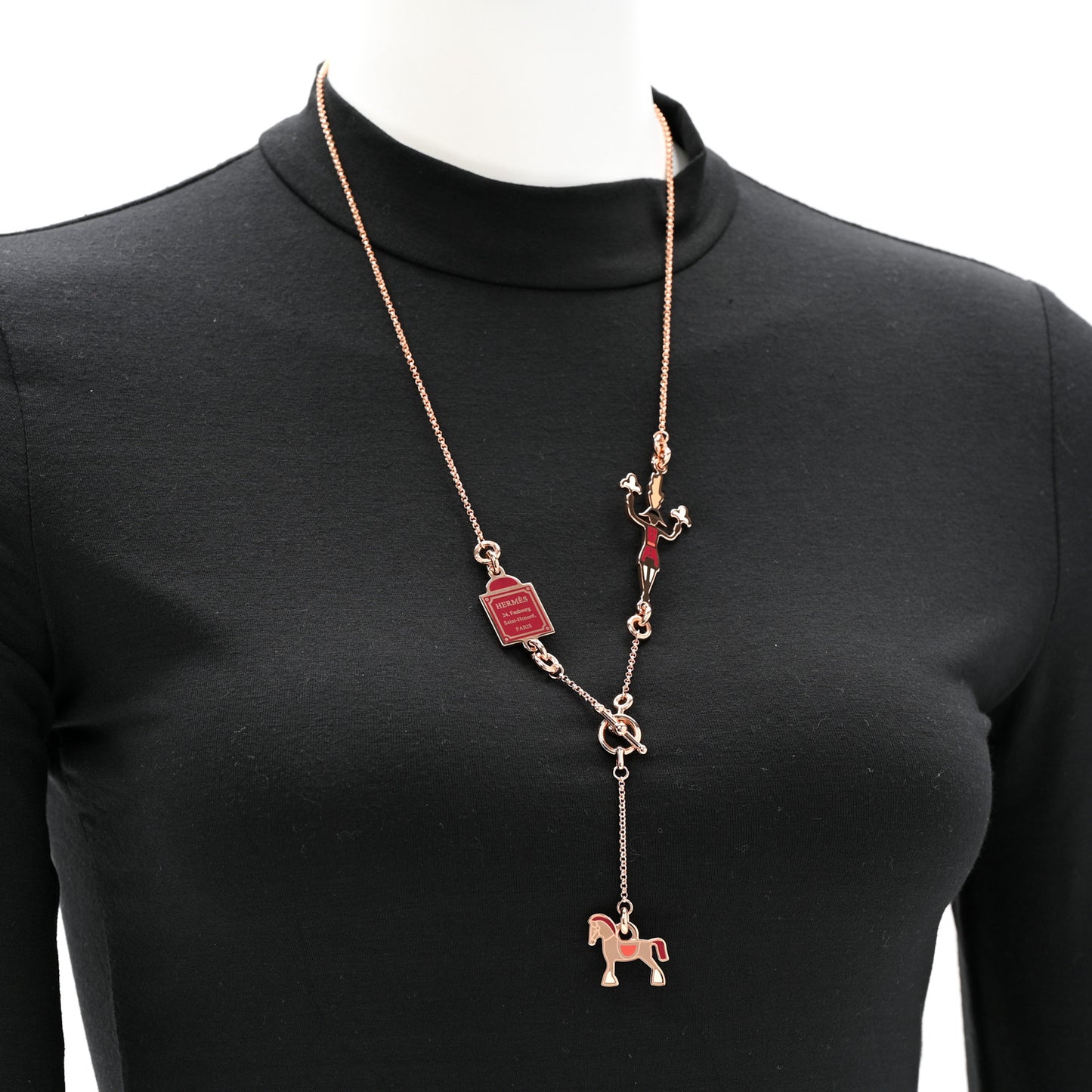 Metal Enamel Cheval Grand Parade Necklace Rose Gold