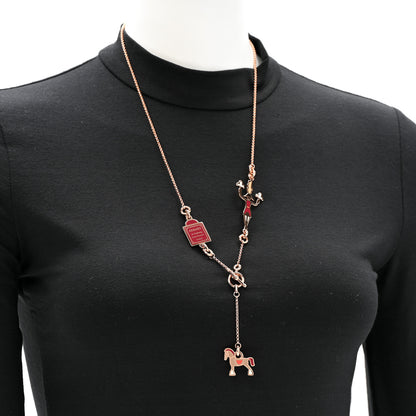 Hermes Metal Enamel Cheval Grand Parade Necklace Rose Gold 2 of 7