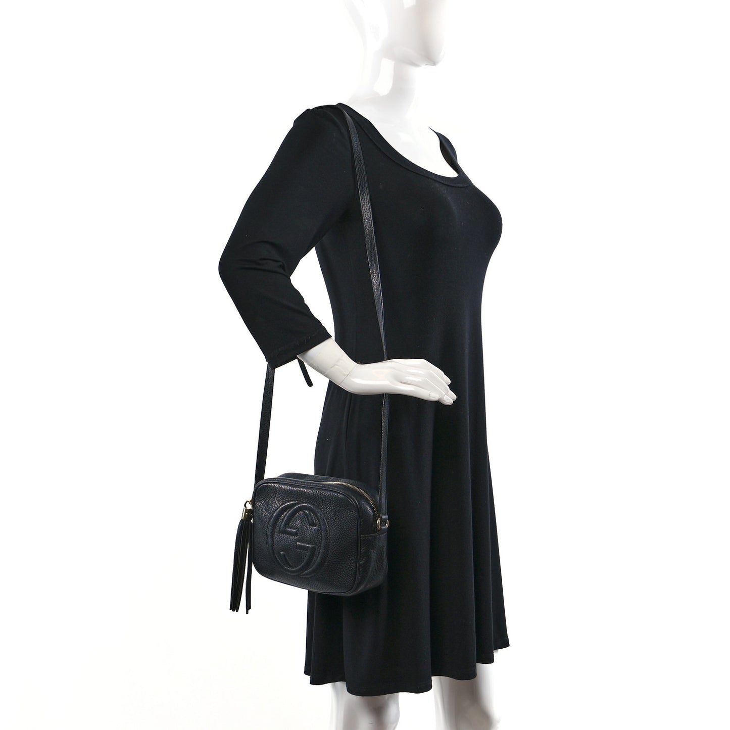 Pebbled Calfskin Small Soho Disco Bag Black