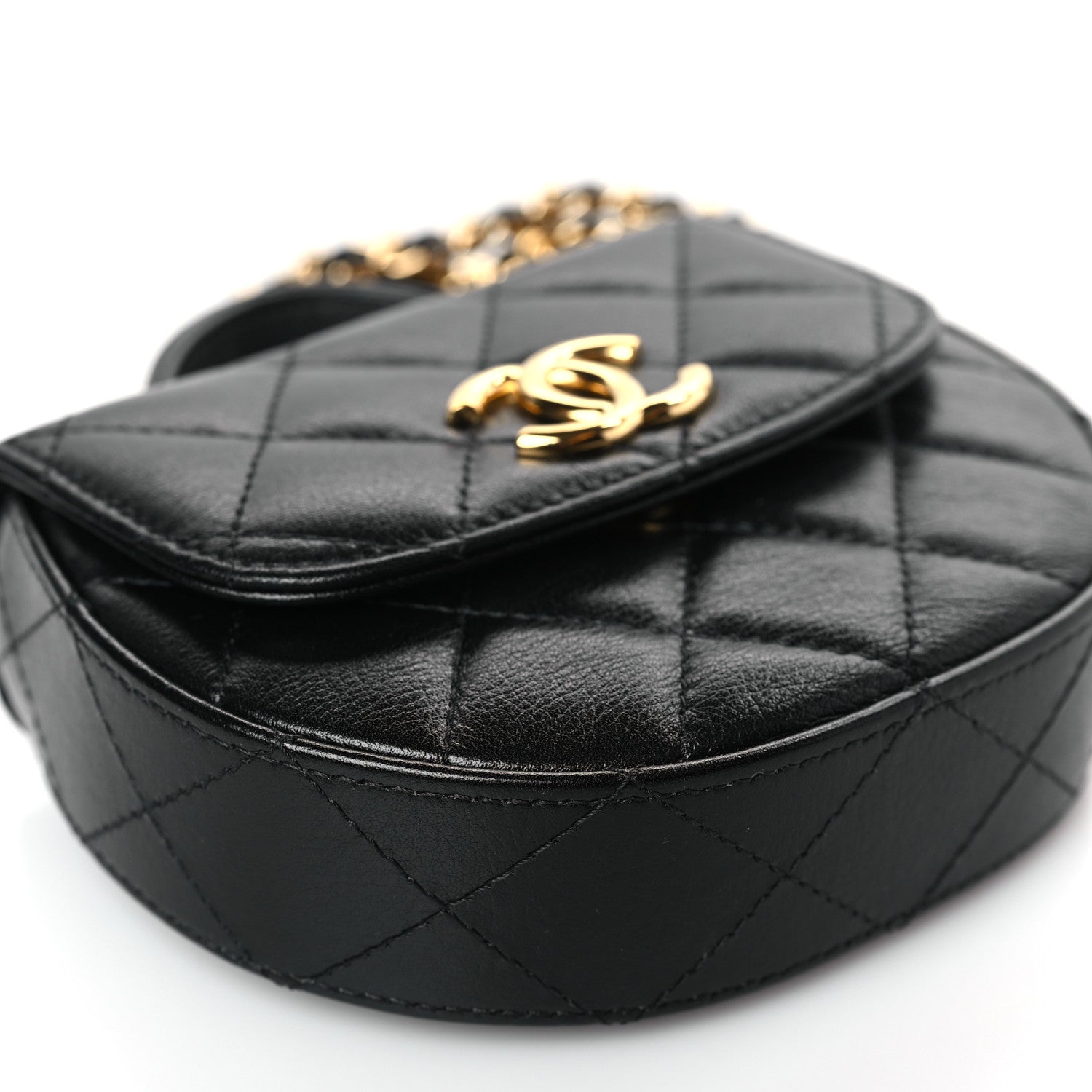Chanel Shiny Aged Calfskin Quilted Mini Top Handle Clutch With Chain Black 8 of 9