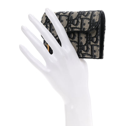 Christian Dior Oblique Saddle Card Holder Blue 2 of 8