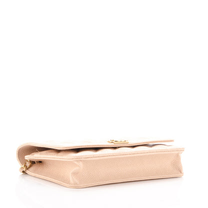 Chanel Caviar Quilted Boy Wallet On Chain WOC Beige 4 of 8
