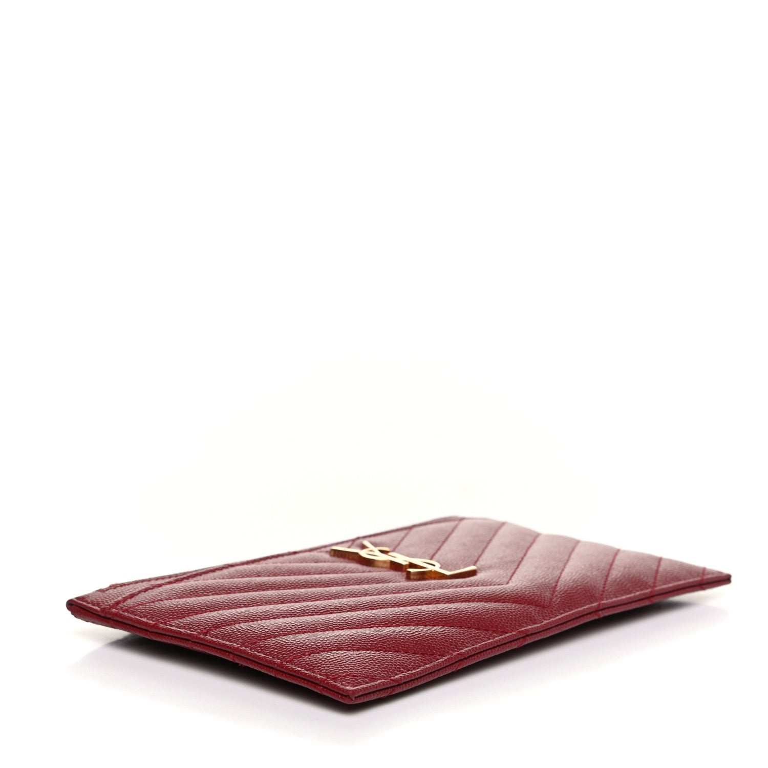 Saint Laurent Grain De Poudre Matelasse Chevron Monogram Bill Pouch Opyum Red 4 of 7