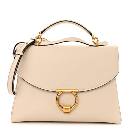 Salvatore Ferragamo Calfskin Medium Margot Top Handle Satchel Bone 1 of 12