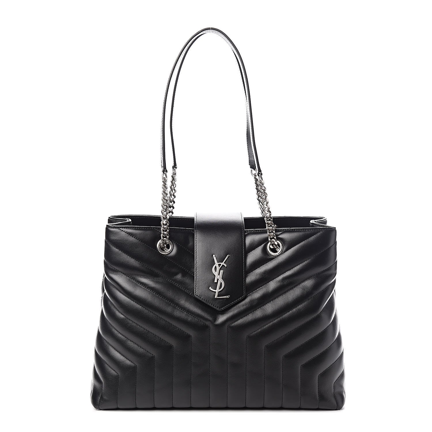 Saint Laurent Calfskin Y Quilted Monogram Large Loulou Shopper Black 1 of 11