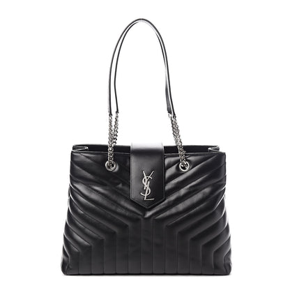Saint Laurent Calfskin Y Quilted Monogram Large Loulou Shopper Black 1 of 11