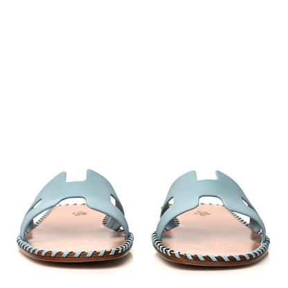 Hermes Box Calfskin Braided Oran Sandals 40.5 Vert D'Eau 2 of 8
