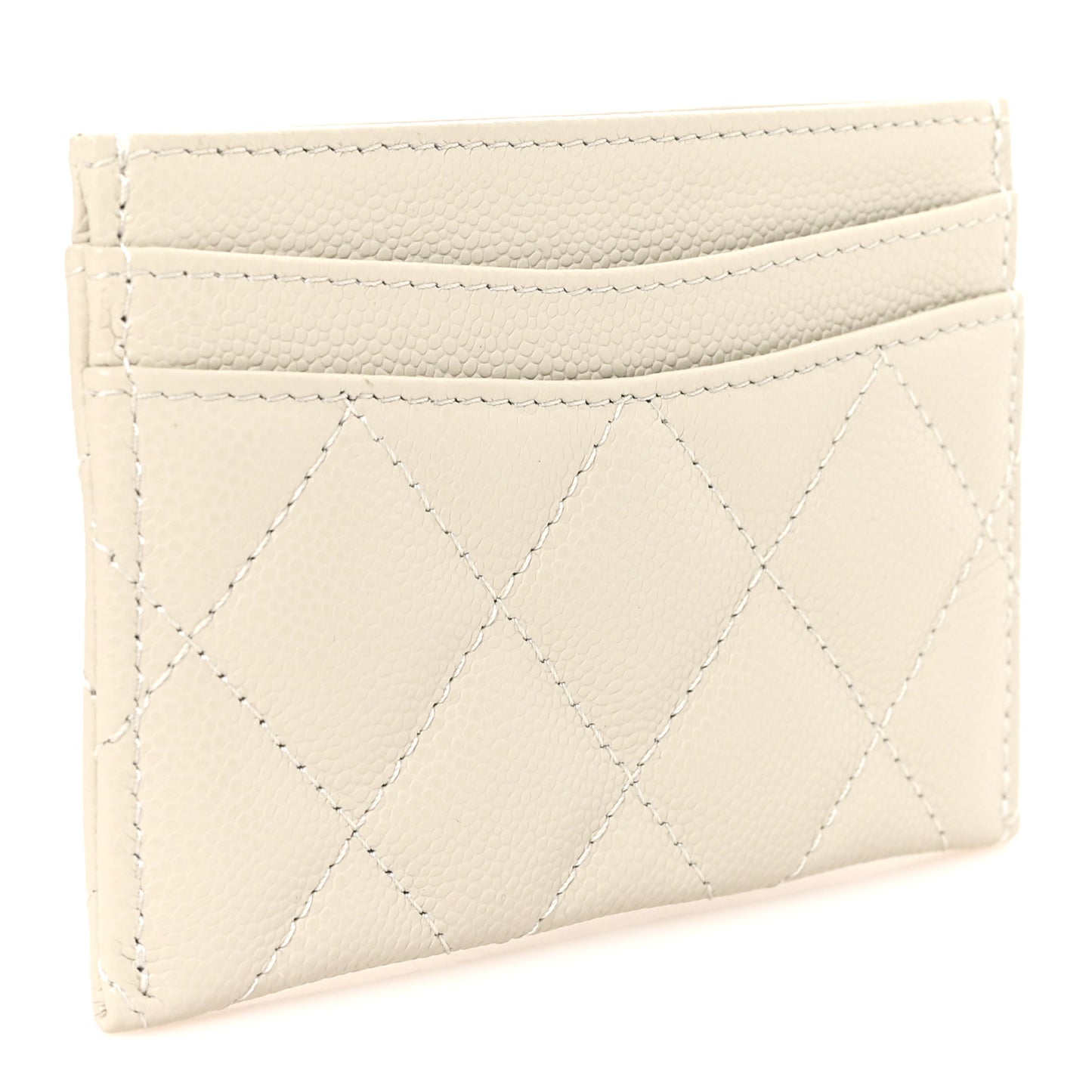 Caviar Quilted Card Holder Grey