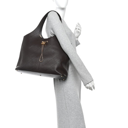 Chanel Calfskin Stitched Maxi Shopping Bag Dark Brown 2 of 11