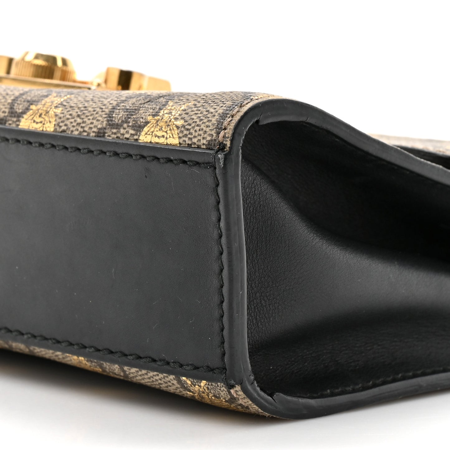 GG Supreme Monogram Bees Small Padlock Shoulder Bag Black