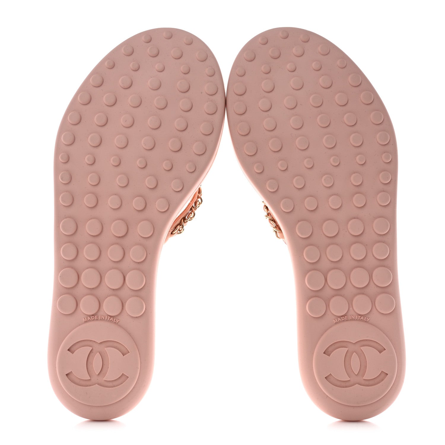 Chanel Calfskin CC Chain Thong Sandals 37 Pink 5 of 9