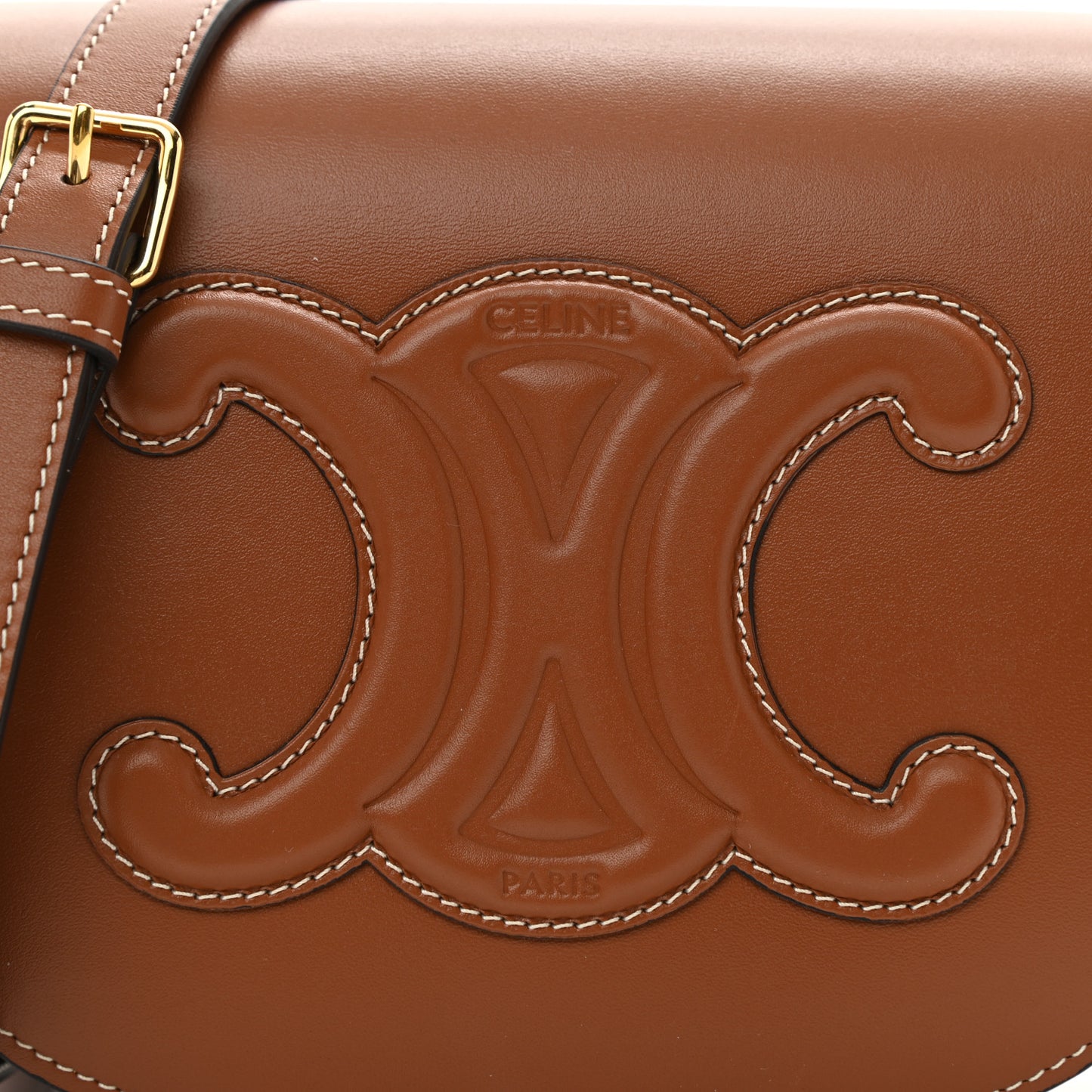 Smooth Calfskin Cuir Triomphe Folco Crossbody Bag Tan