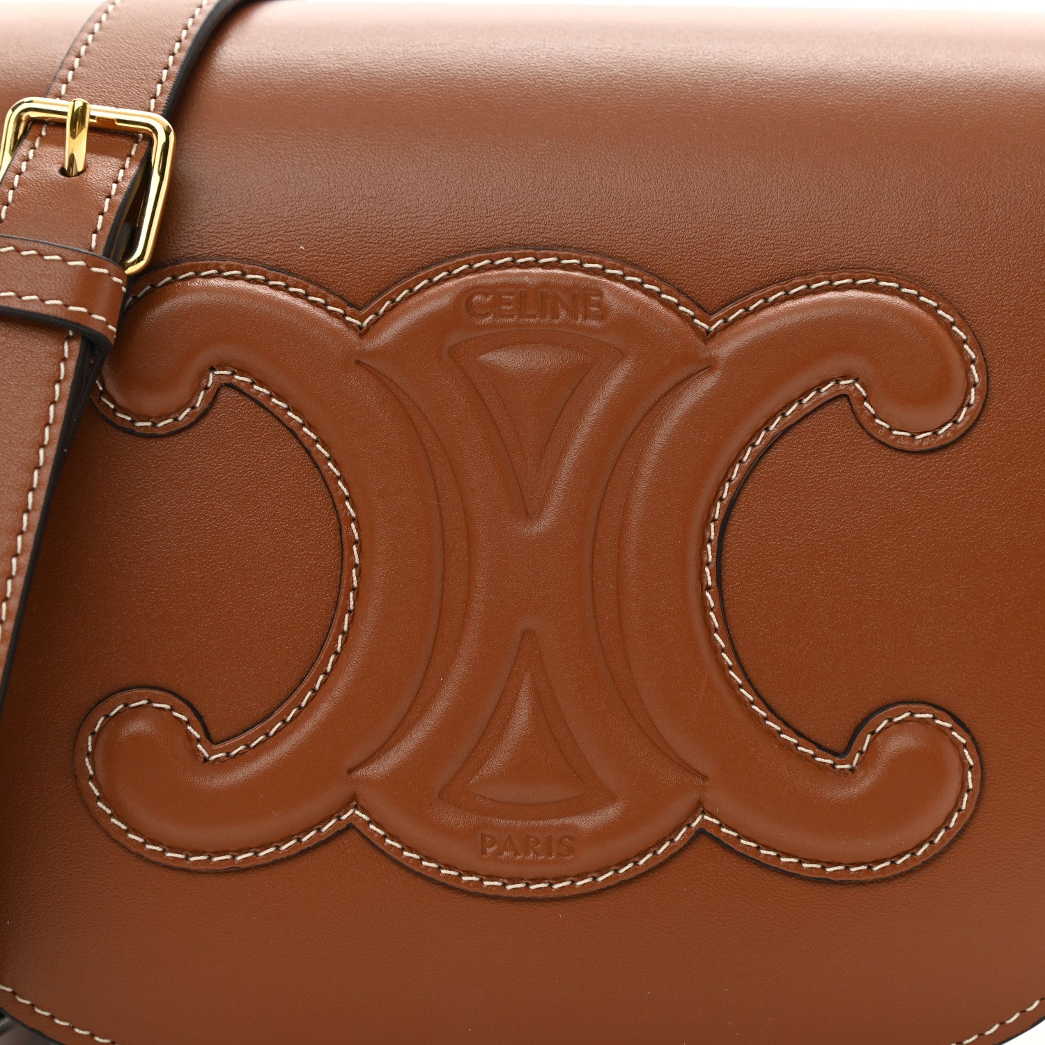 Celine Smooth Calfskin Cuir Triomphe Folco Crossbody Bag Tan 9 of 11