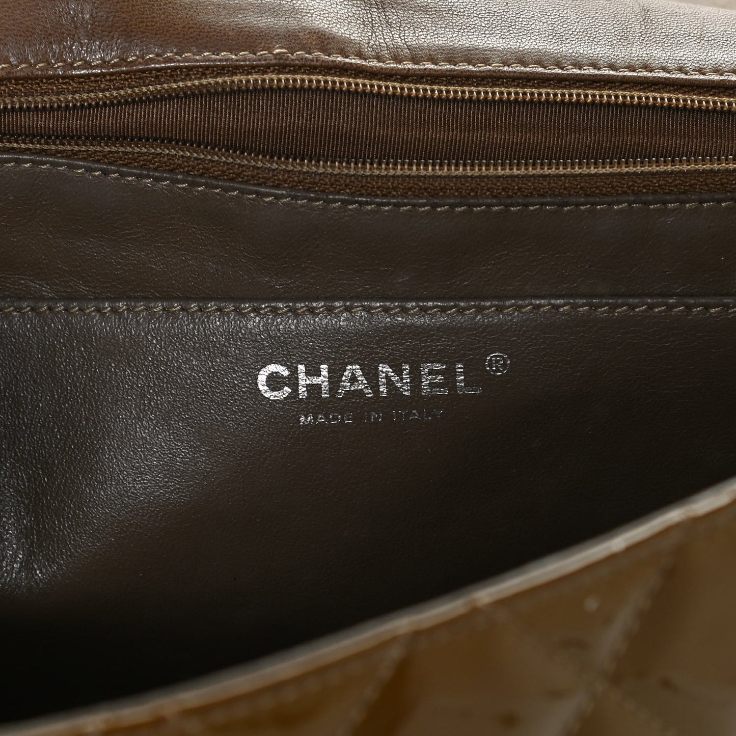 Patent Quilted Jumbo Single Flap Brown