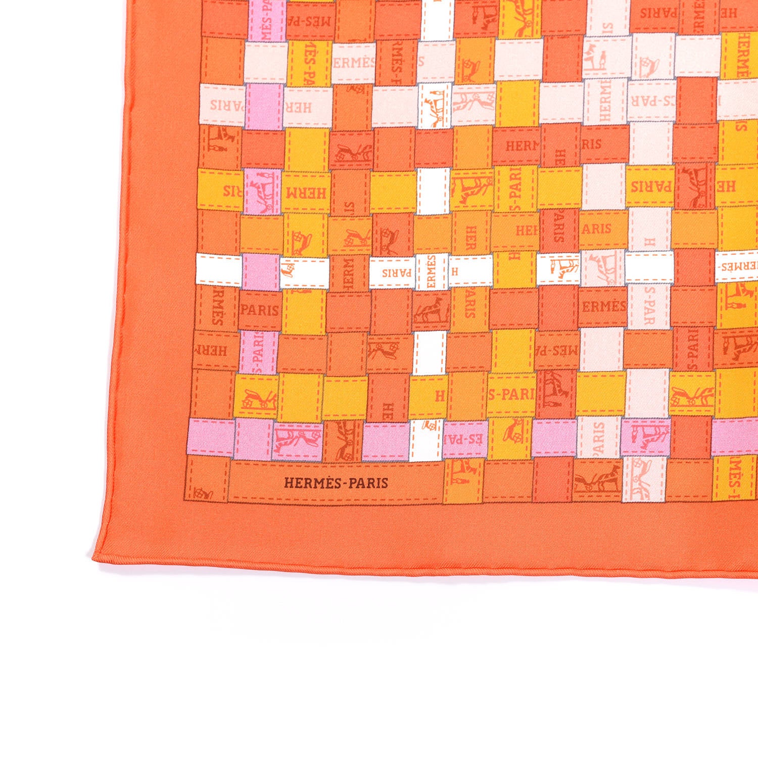 Hermes Cashmere Silk Bolduc Au Carre Scarf 90 Orange Vieux Rose 2 of 3