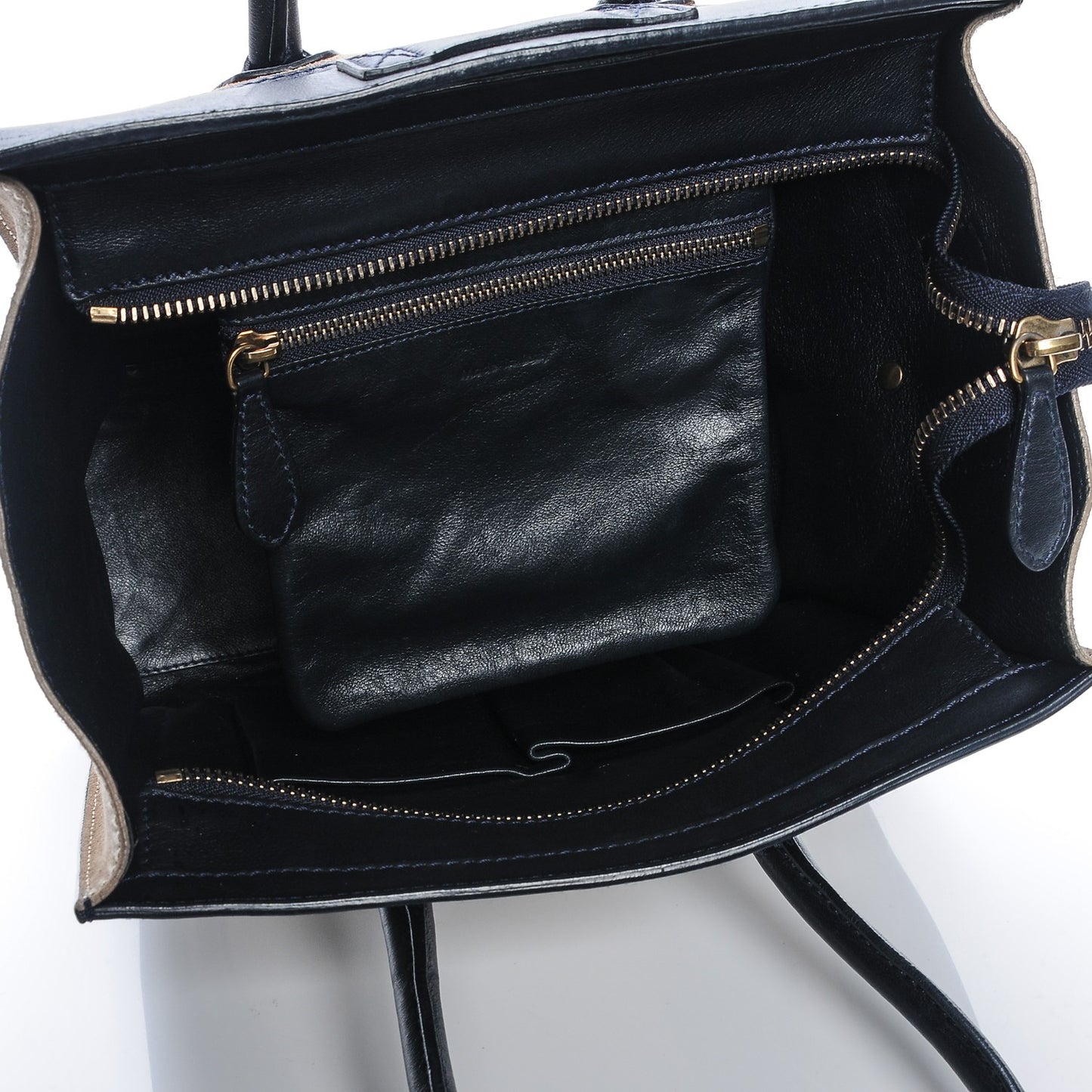 Smooth Calfskin Suede Micro Bi-Color Luggage Navy Dune