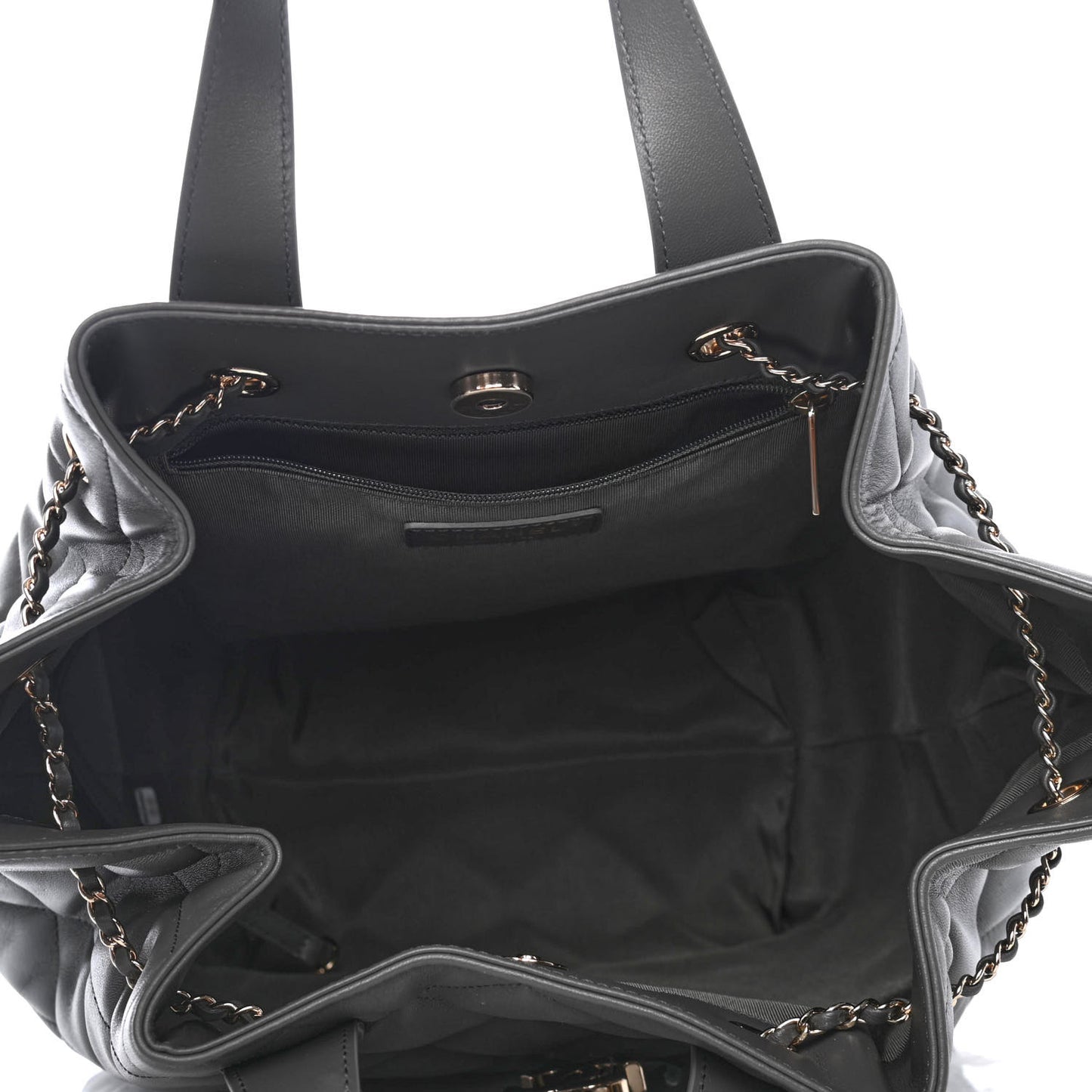 Lambskin Quilted CC Dweller Drawstring Tote Grey