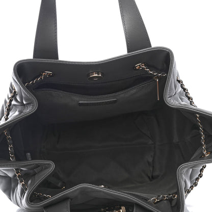 Chanel Lambskin Quilted CC Dweller Drawstring Tote Grey 4 of 4
