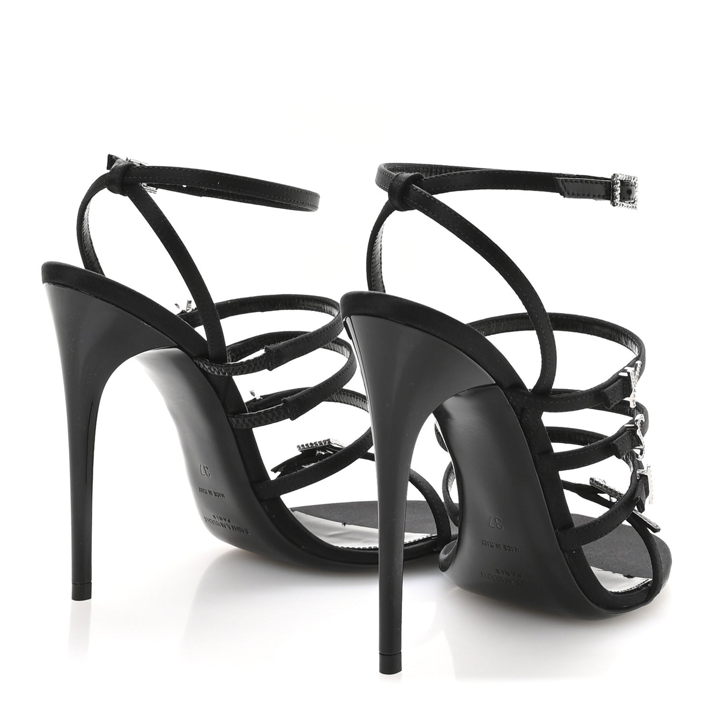 Crepe Satin Crystal Jerry 110 Sandals 37 Black