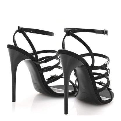 Saint Laurent Crepe Satin Crystal Jerry 110 Sandals 37 Black 5 of 8