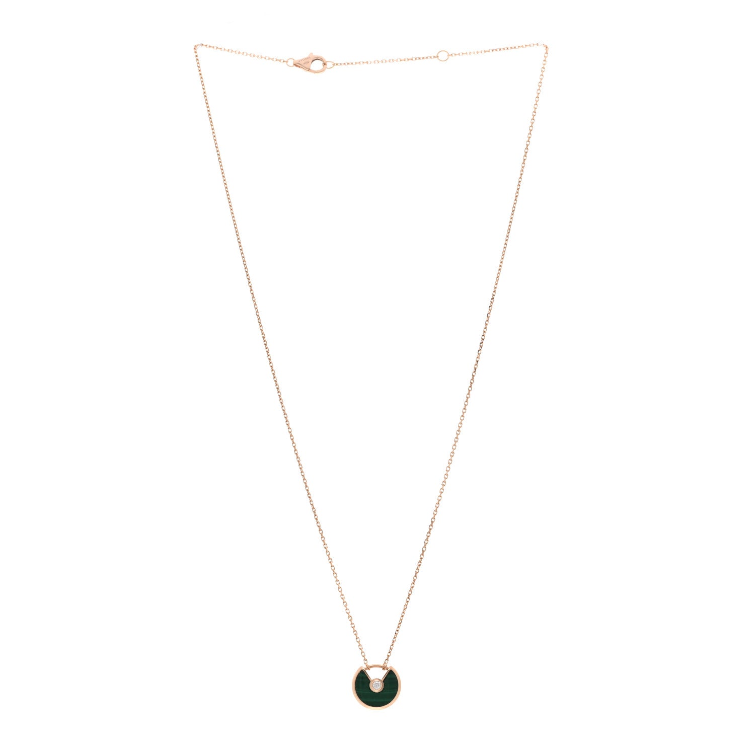 Cartier 18K Pink Gold Diamond Malachite XS Amulette de Cartier Pendant Necklace 3 of 5
