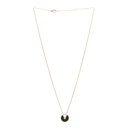 Cartier 18K Pink Gold Diamond Malachite XS Amulette de Cartier Pendant Necklace 3 of 5