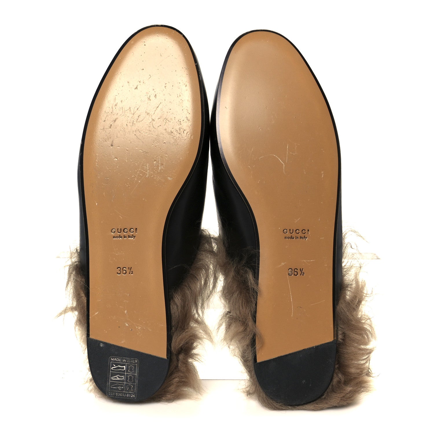 Gucci Calfskin Fur Womens Princetown Slippers 36.5 Black 6 of 9