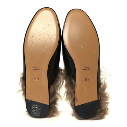 Gucci Calfskin Fur Womens Princetown Slippers 36.5 Black 6 of 9