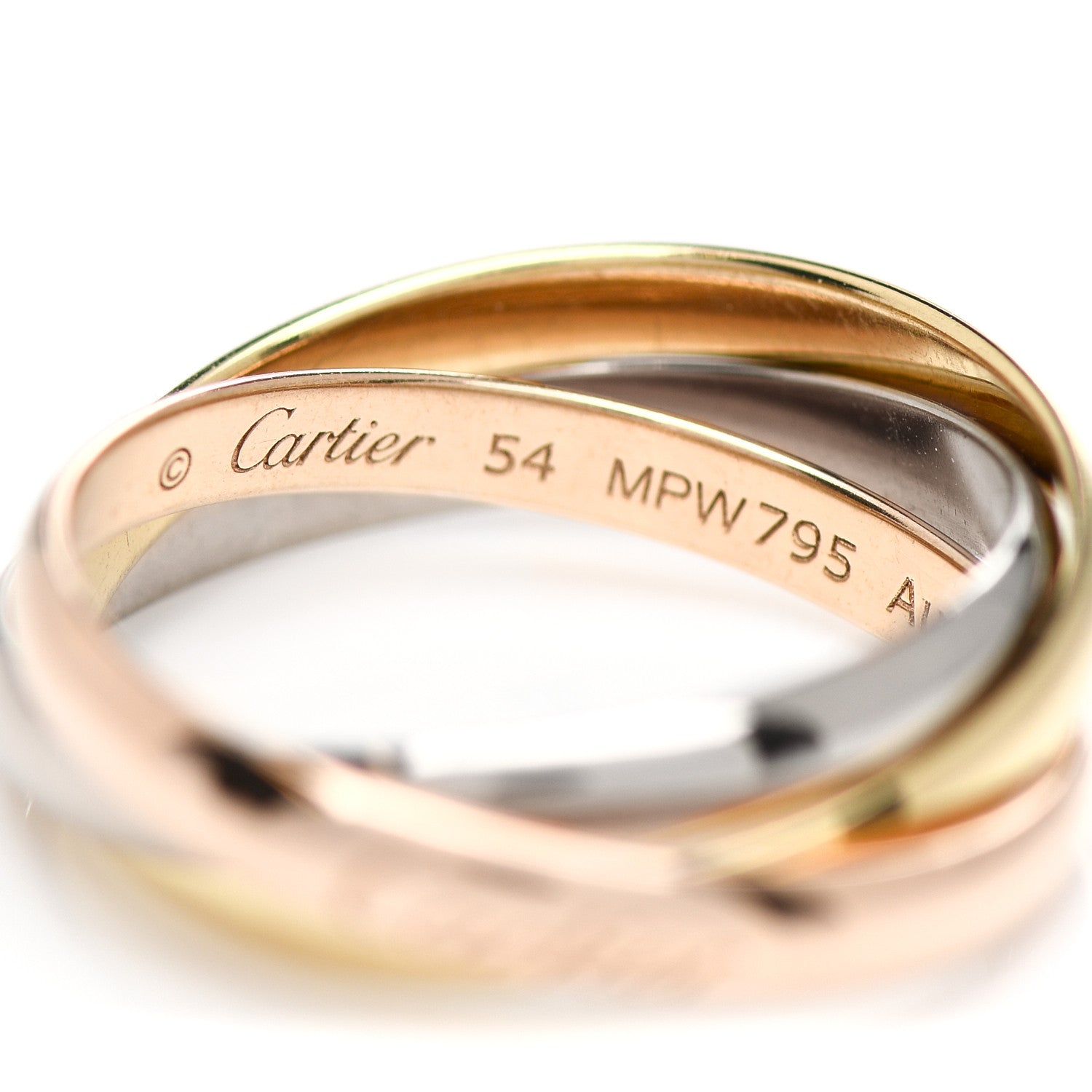 Cartier 18K Pink Yellow White Gold Small Trinity Ring 54 6.75 4 of 5