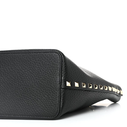 Valentino Garavani Grained Calfskin Rockstud Bucket Bag Black 9 of 9