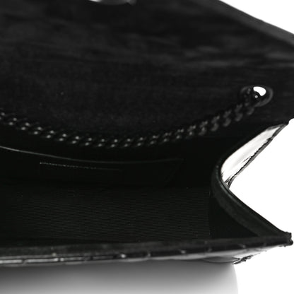 Saint Laurent Patent Mixed Matelasse Triquilt Small Monogram Satchel Black 5 of 10