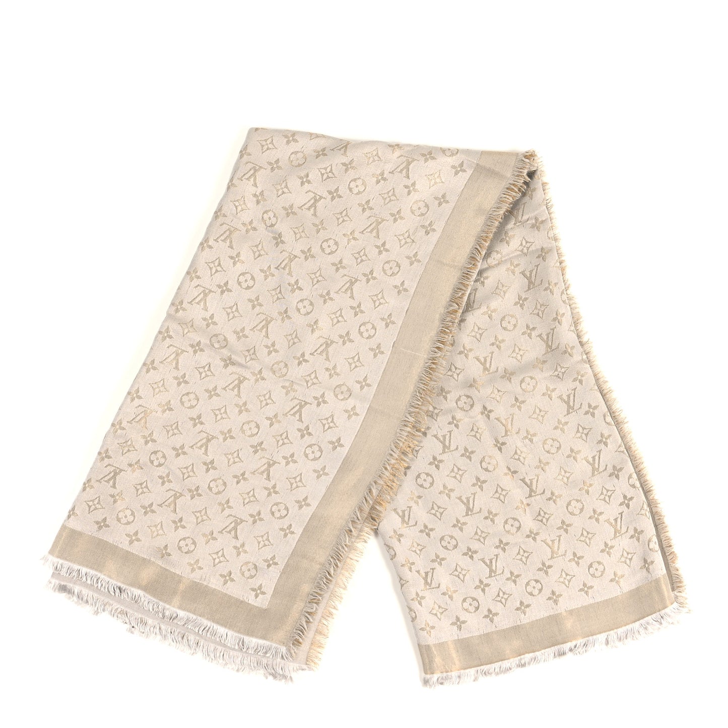 Silk Lurex Wool Monogram Shine Shawl Charcoal Greige