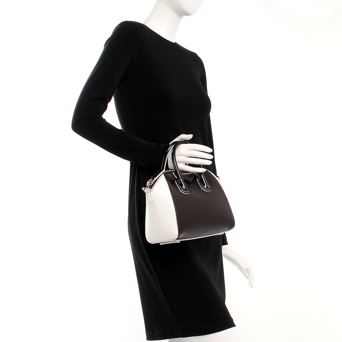 Patent Mini Tri-Color Antigona Black White Brown