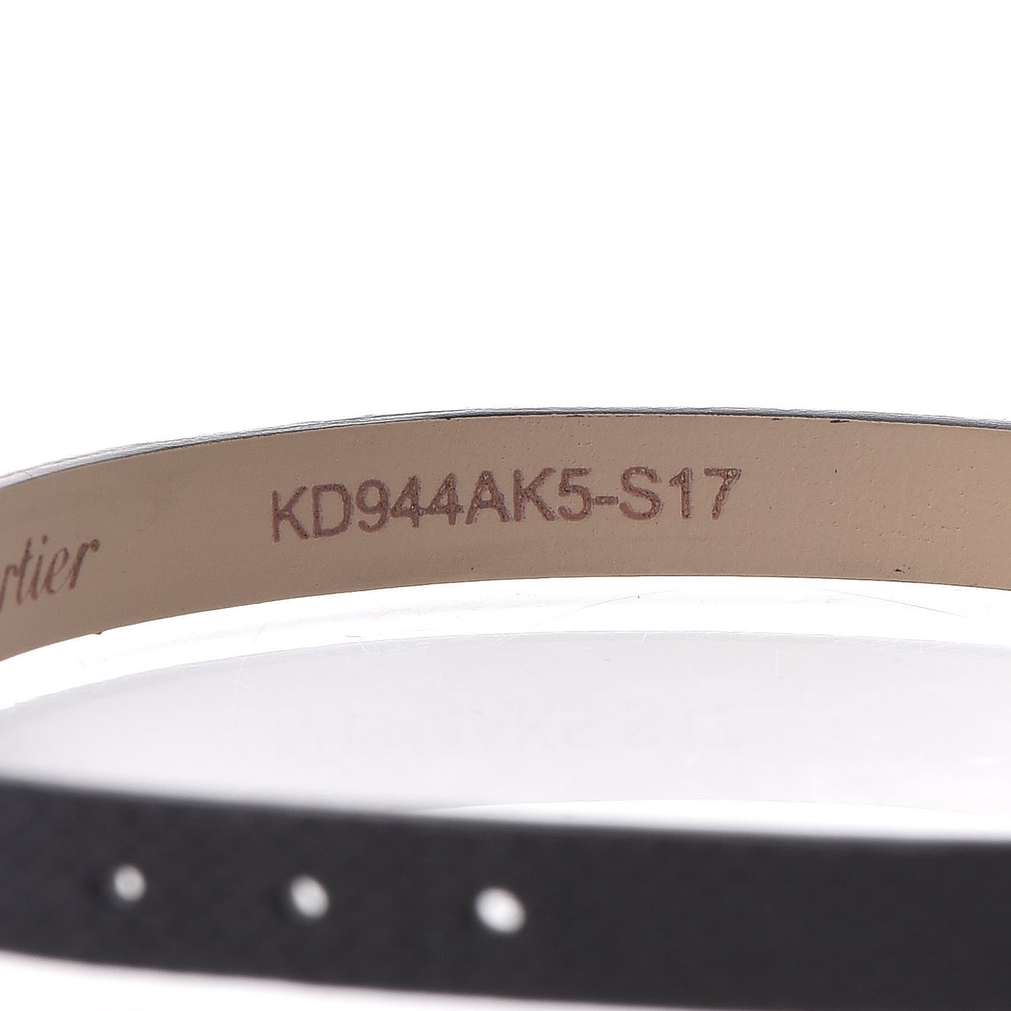 18K White Gold Calfskin 3 Motif LOVE Bracelet Black