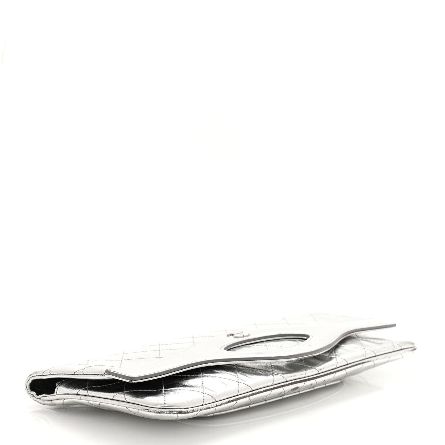 Metallic Crumpled Calfskin Small 31 Pouch Silver