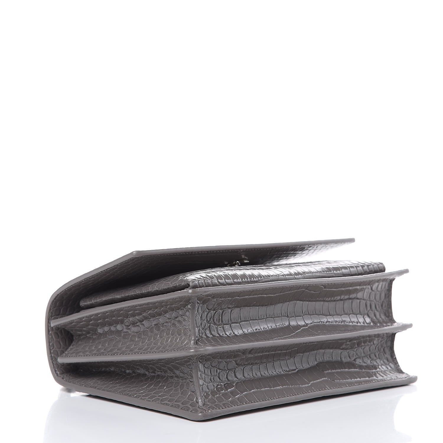 Saint Laurent Calfskin Crocodile Embossed Medium Monogram Sunset Fog 4 of 11