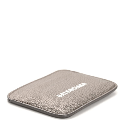 Balenciaga Metallized Grained Calfskin Logo Cash Rounded Card Holder Dark Bronze White 4 of 8