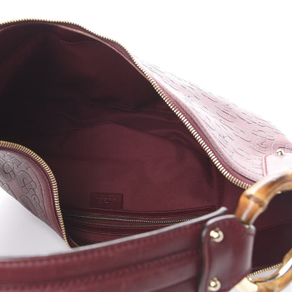Gucci Calfskin Horsebit Bamboo Ring Hobo Red 4 of 13