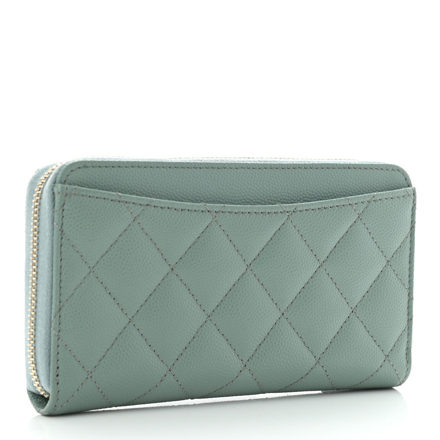 Chanel Caviar Quilted Medium Zip Around Wallet Dark Green 3 of 12